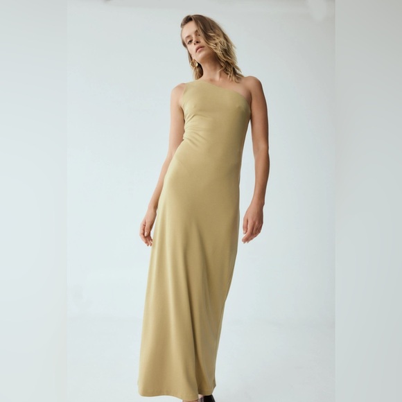 Third Form One Shoulder Maxi Dress Khaki Size US 8 - Picture 2 of 14